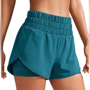 High-Waist Teal Women’s Athletic Shorts